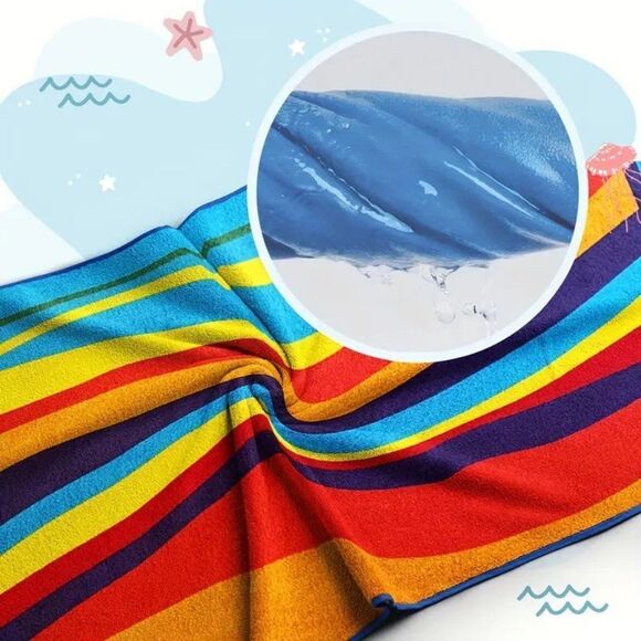 Extra Large Striped Beach Towel - Ultra-Soft Microfiber, Quick-Dry - Picture 2 of 2